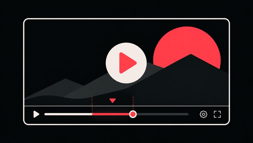 Illustration of a wide video player with a highlighted brand segment